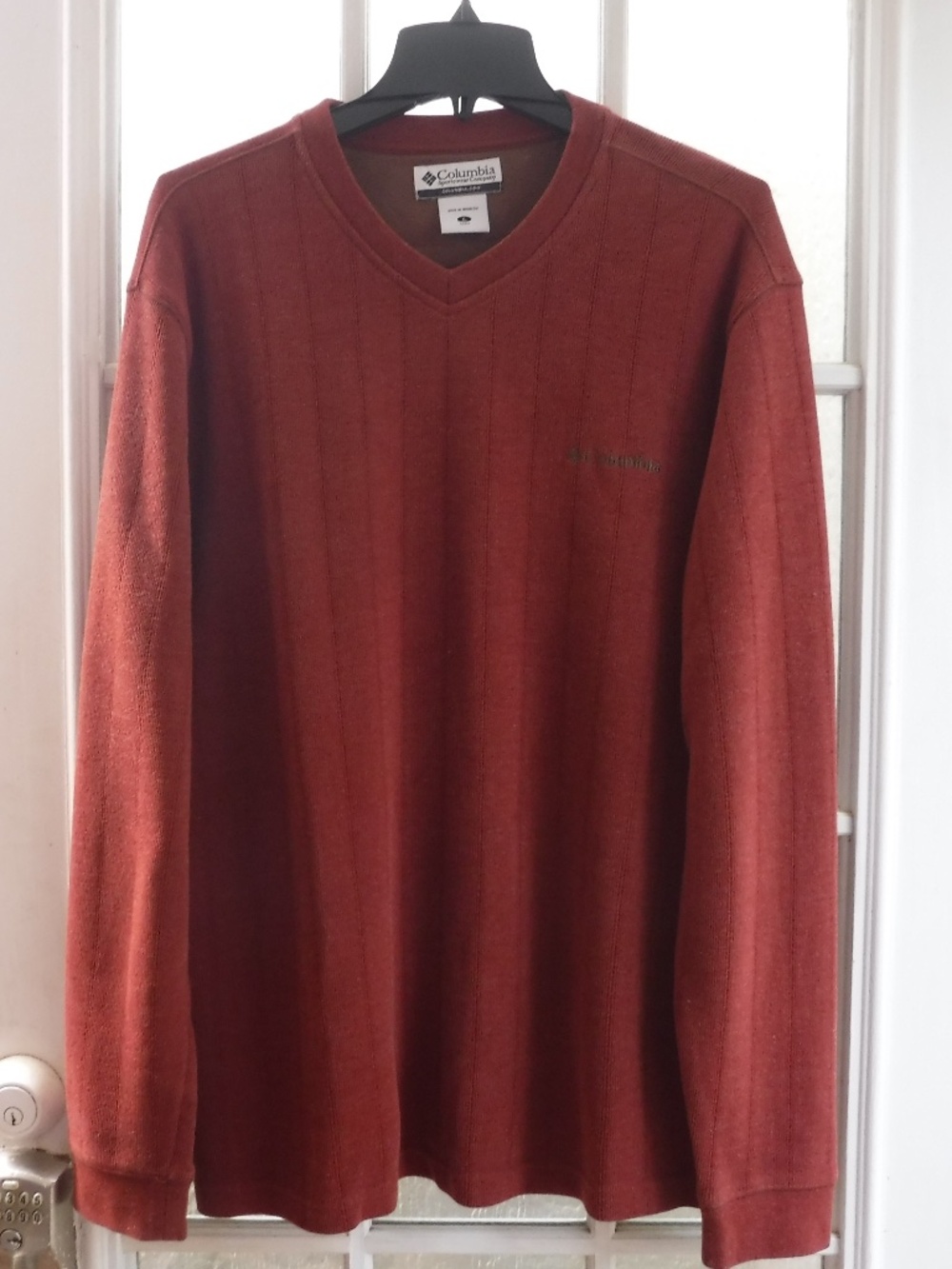 Columbia Brick Red Long Sleeve V-Neck Top